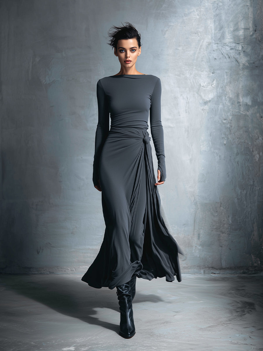 Rosanne | Draped Side-Tie Maxi Dress