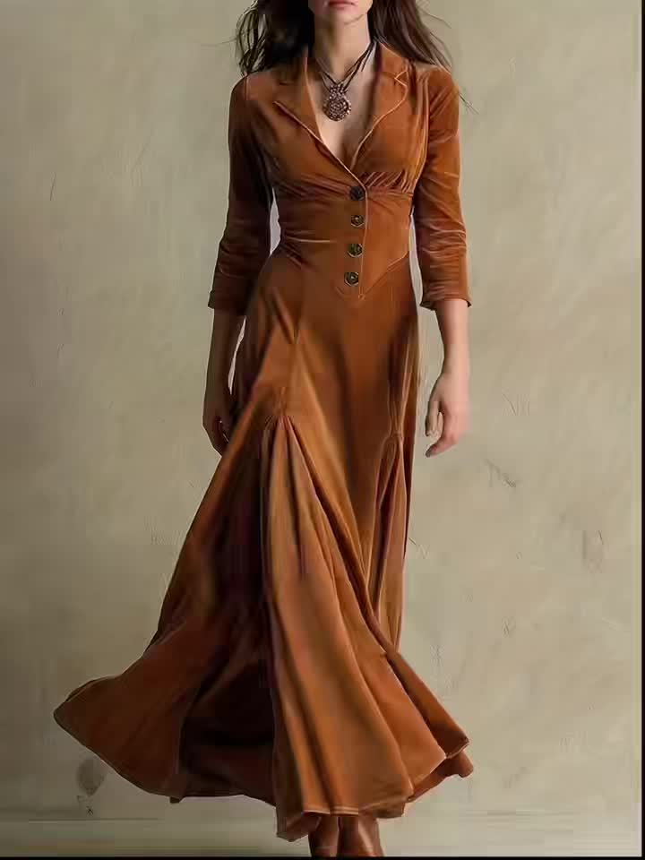 Lenora | Tailored Button-Front Maxi Dress