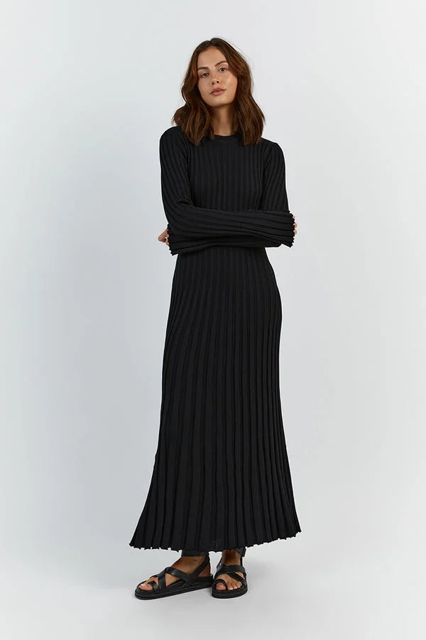 Ruby | Softly Ribbed V-Neck Midi Dress