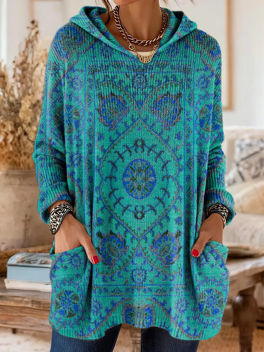 Lorena | Cosy Patterned Hooded Jumper