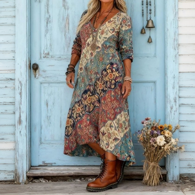 Rhiannon | Bohemian Print Maxi Dress