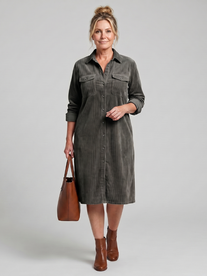 Darcy | Button-Front Patch Pocket Midi Dress
