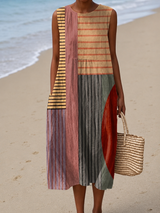 Vera | Colour-Block Sleeveless Midi Dress