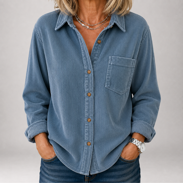 Audrey | Relaxed Ribbed Pocket Shirt