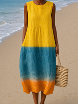 Sophie | Sleeveless Colour-Block Midi Dress