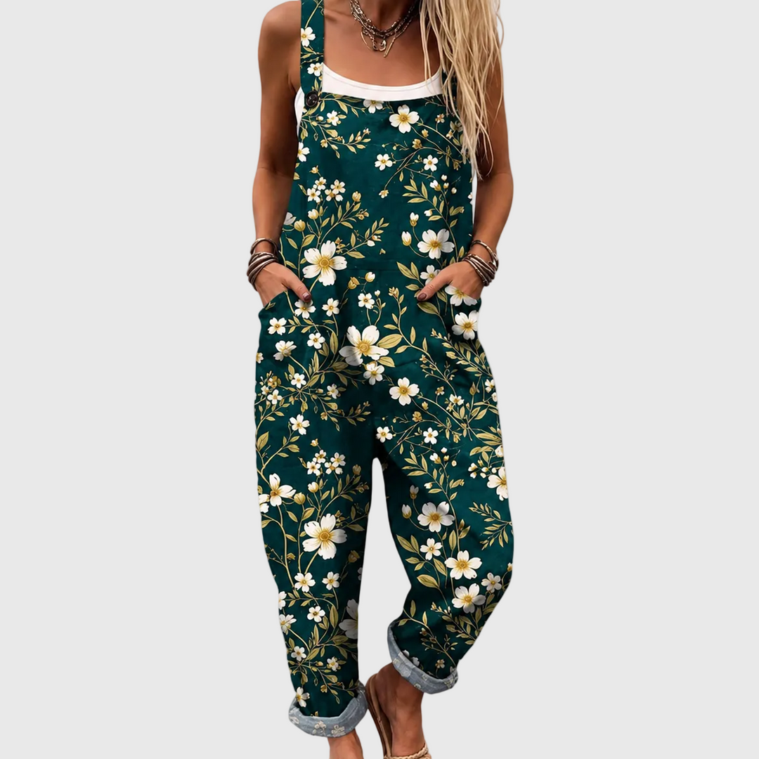 Eirlys | Relaxed Floral Dungaree Jumpsuit