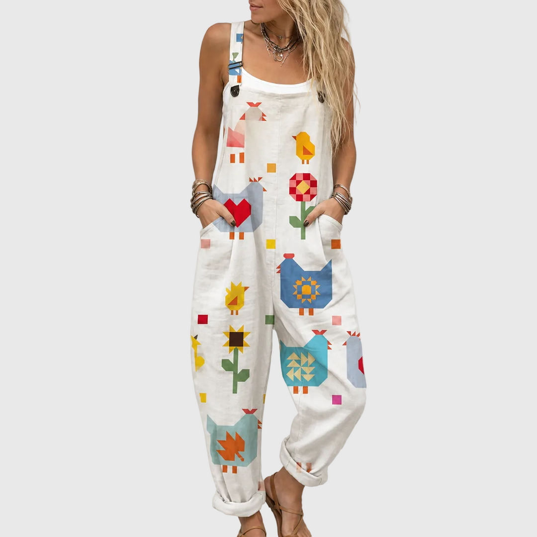 Alva | Relaxed Folk Bird Jumpsuit
