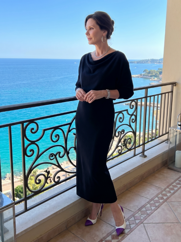 Bettany | Draped Cowl-Neck Midi Dress