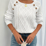 Eleanora | Cable-Knit Button-Trim Jumper