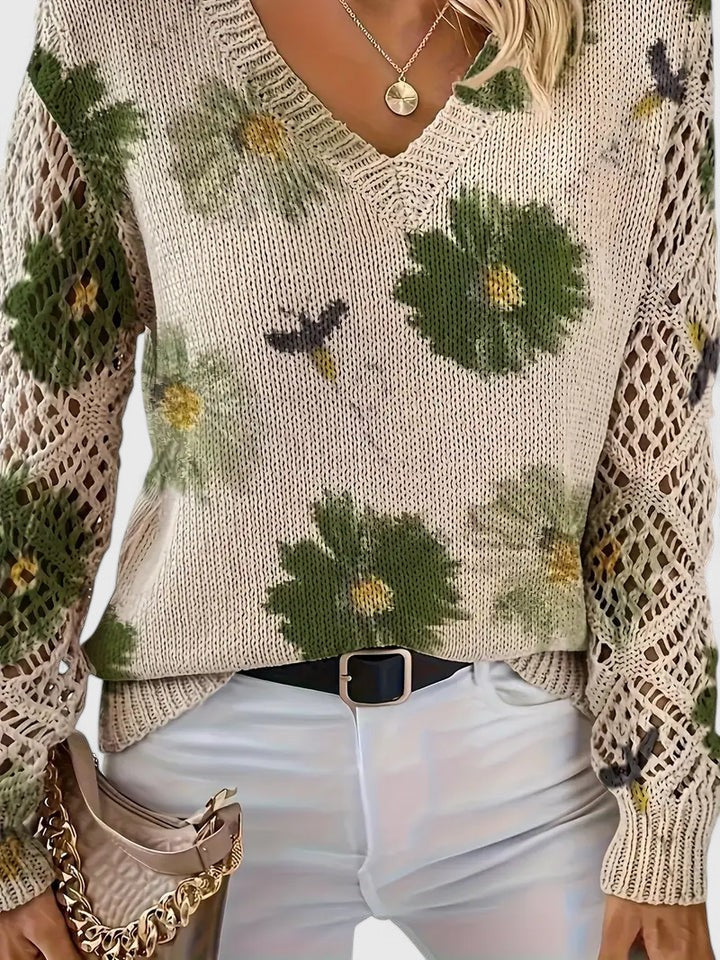 Millicent | Floral Open-Knit Sweater