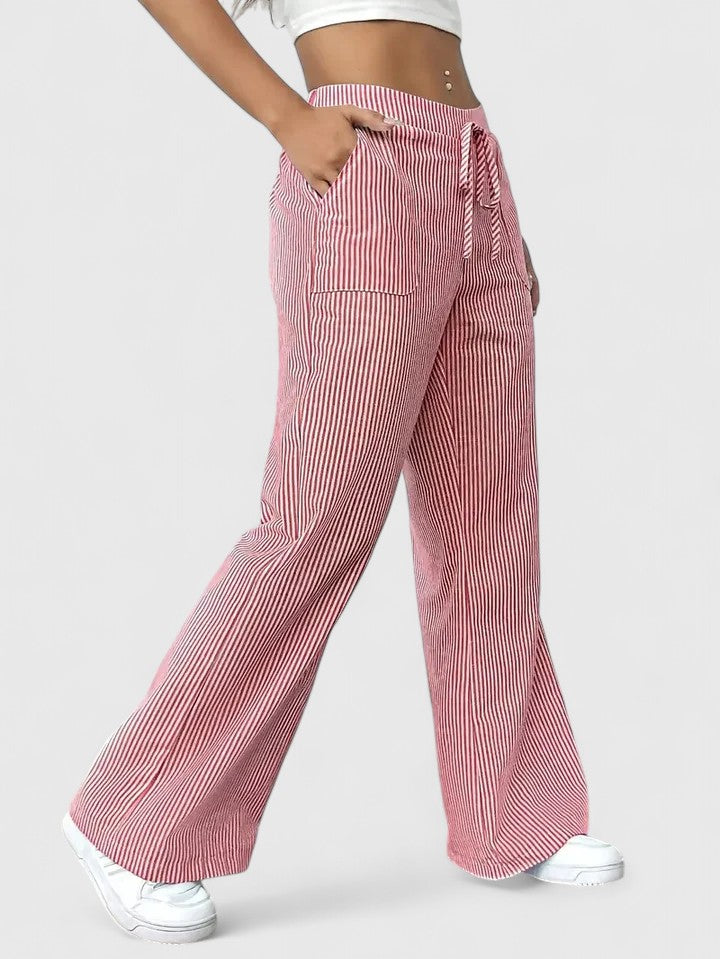 Dorothea | Fine-Stripe Wide-Leg Trousers