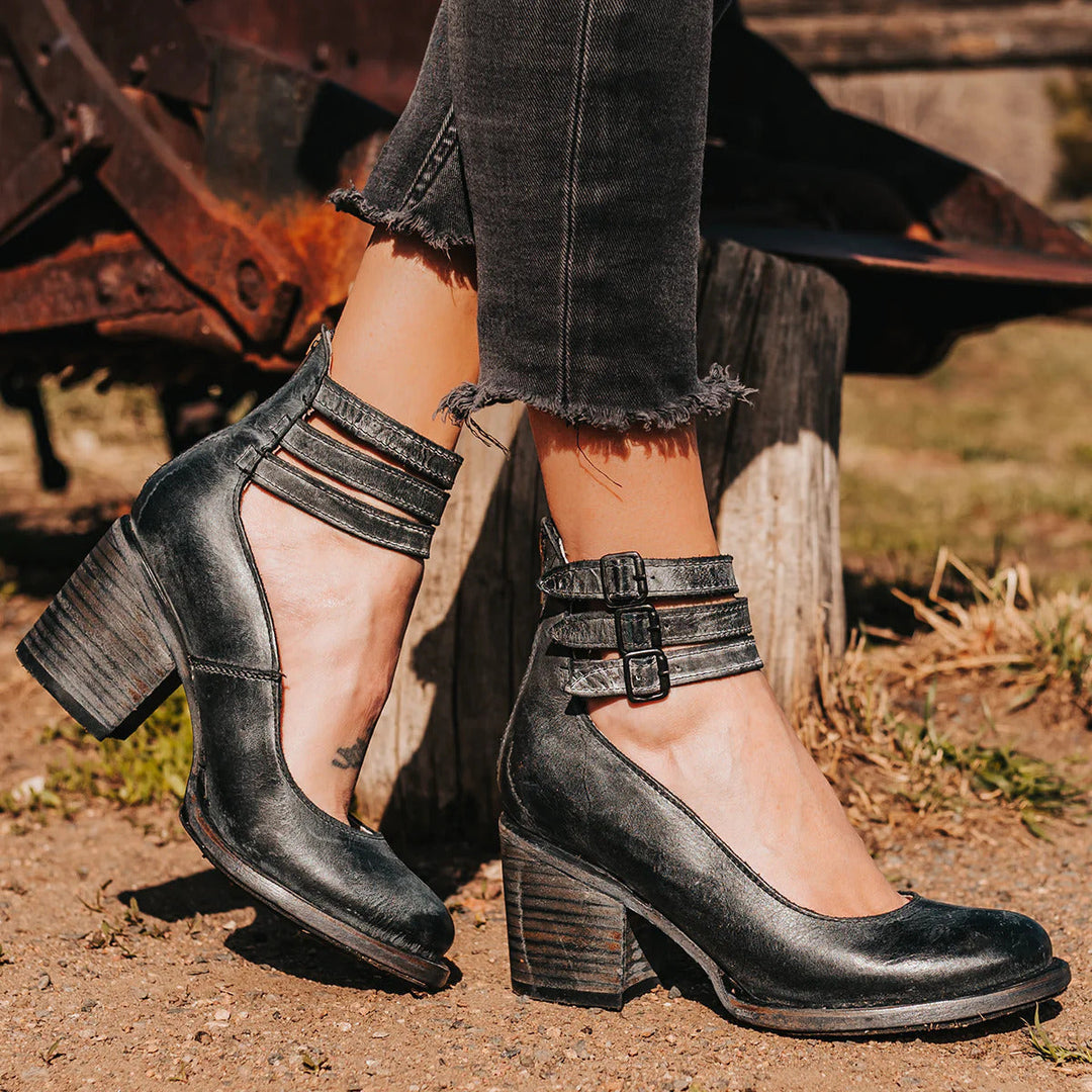 Estella | Buckled Block-Heel Ankle Boots