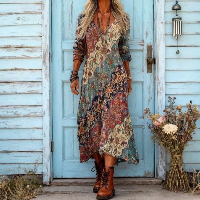 Rhiannon | Bohemian Print Maxi Dress