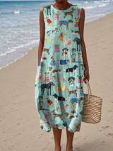 Daisy | Sleeveless Printed Midi Dress