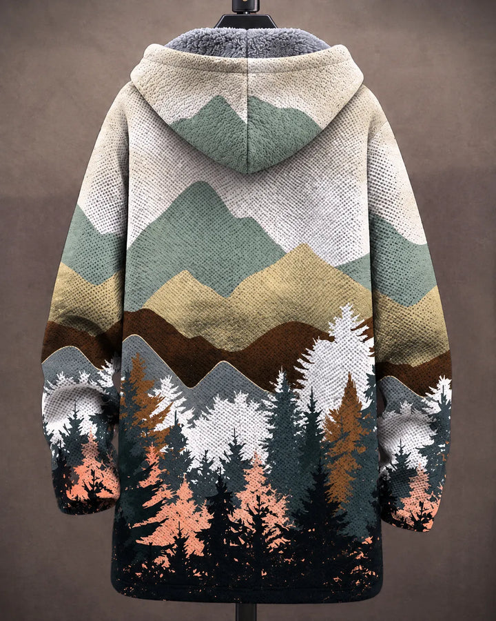 Rowan | Mountain Print Hooded Jacket