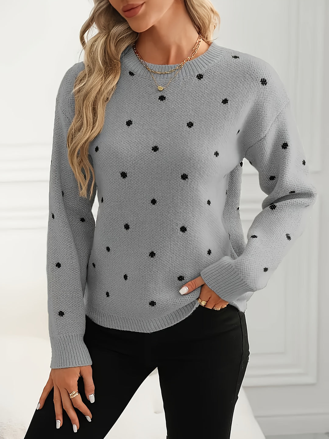 Nadine | Dotted Crew Neck Jumper