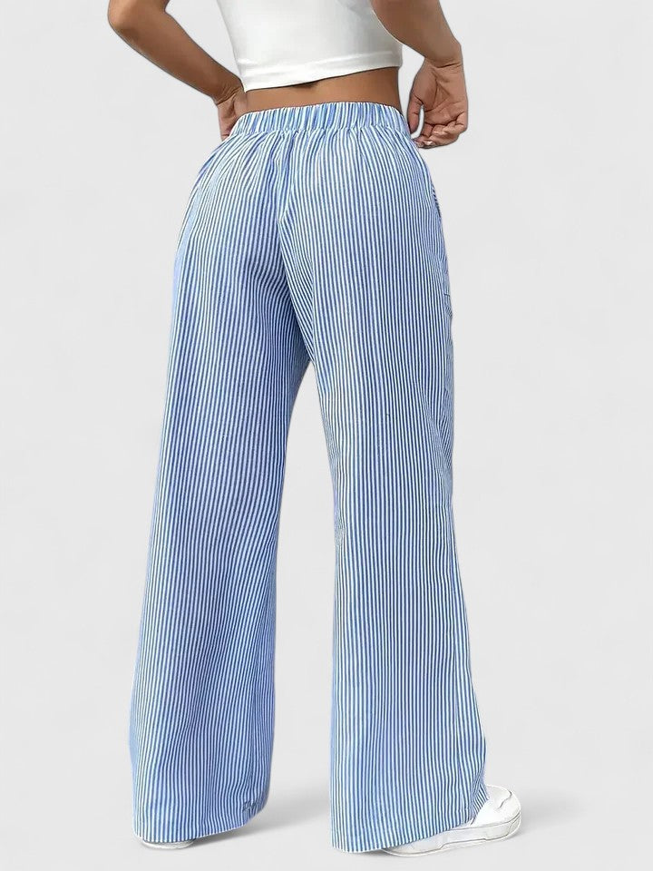 Dorothea | Fine-Stripe Wide-Leg Trousers