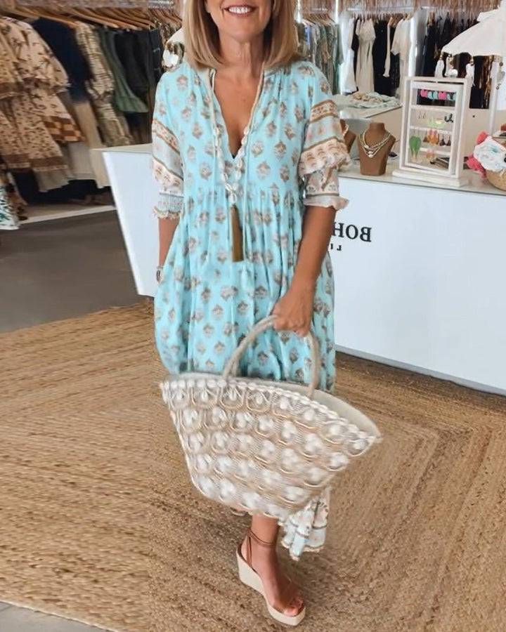 Emmeline | Bohemian Floral V-Neck Dress