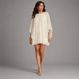 Noreen | Flowing Cape-Sleeve Mini Dress