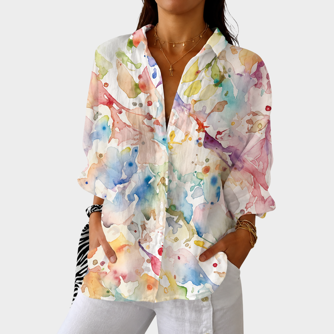 Ainsley | Watercolour Print Blouse