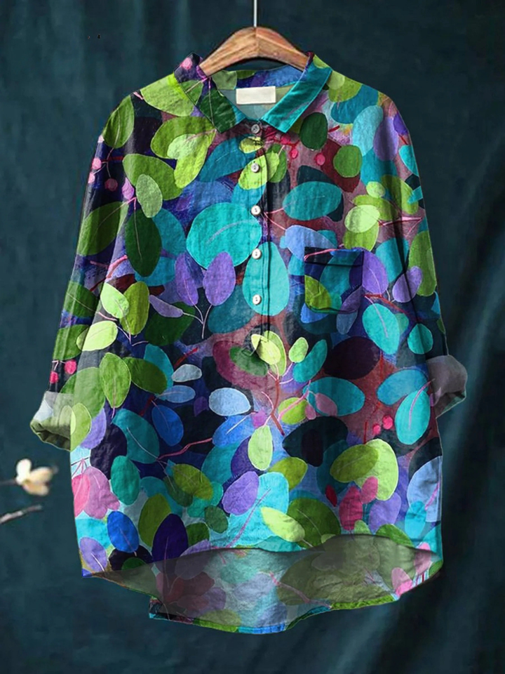 Bettina | Painterly Leaf-Print Casual Shirt