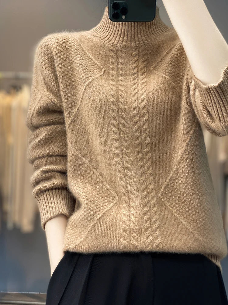 Corinna | Cable-Knit Mock-Neck Jumper