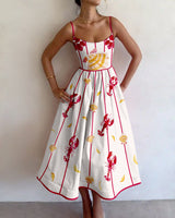 Maribeth | Coastal Print Midi Dress