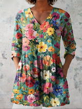 Tamsin | Flowing Floral V-Neck Tunic