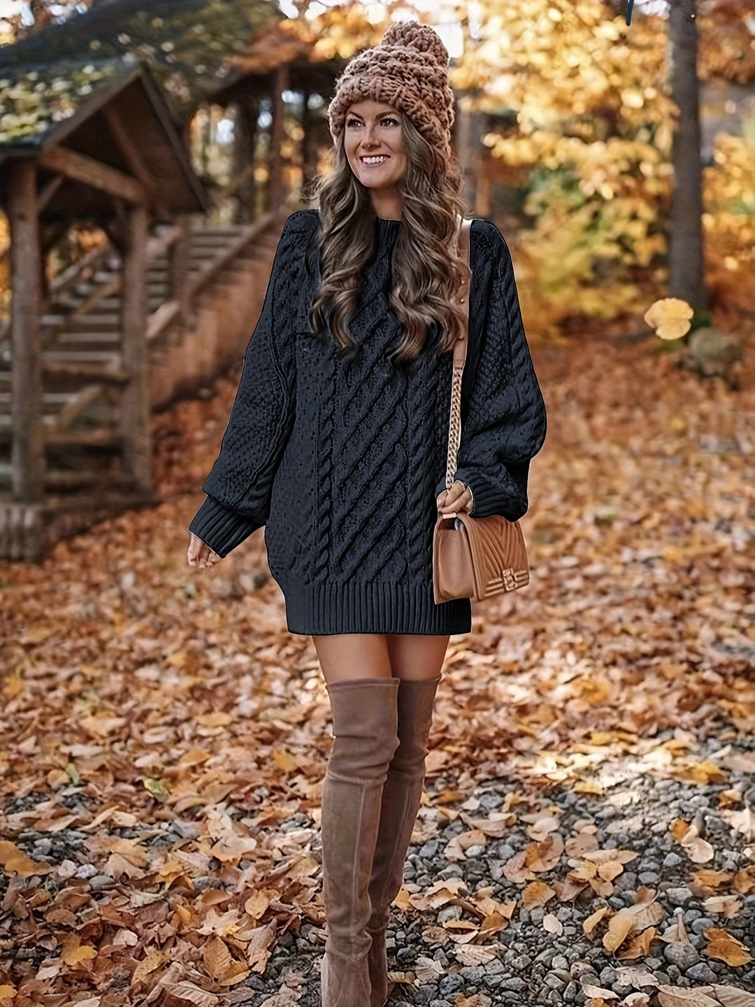Elowen | Textured Cable-Knit Jumper Dress
