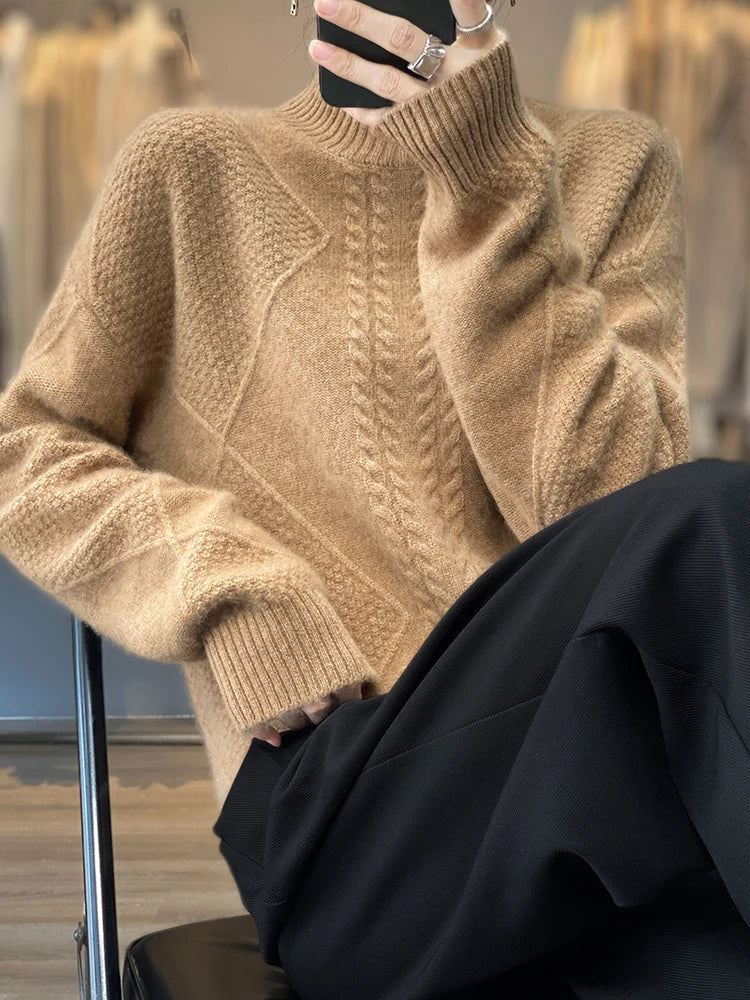 Corinna | Cable-Knit Mock-Neck Jumper