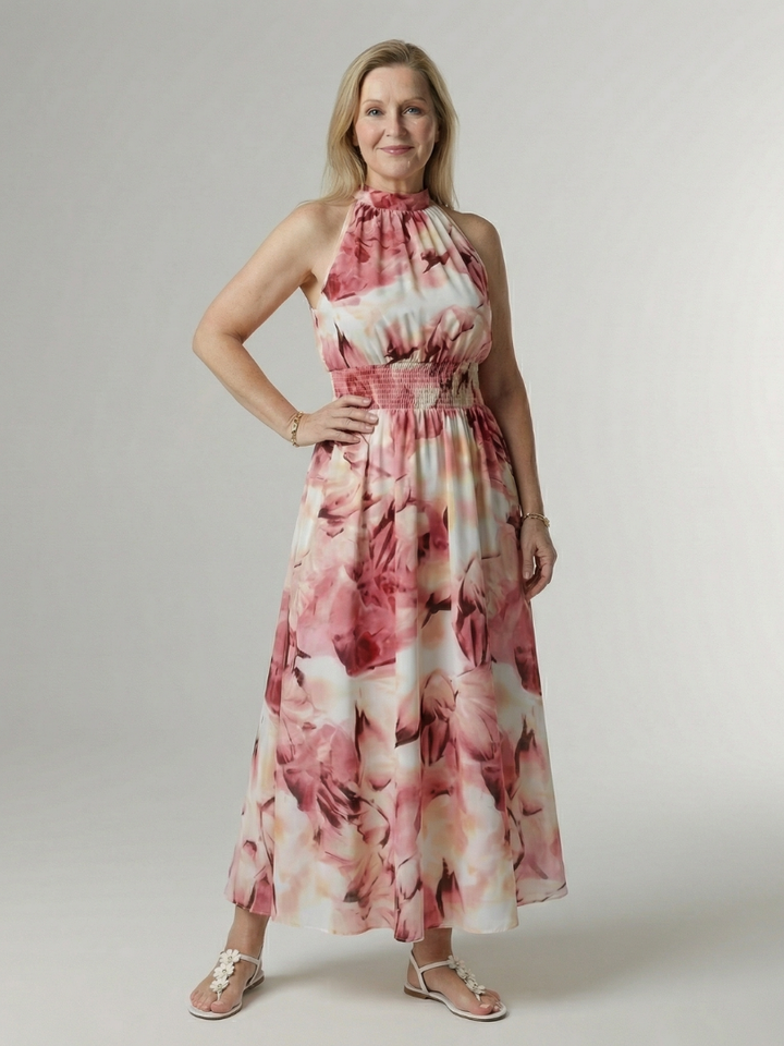 Gwyneth | Gathered Halter Midi Dress