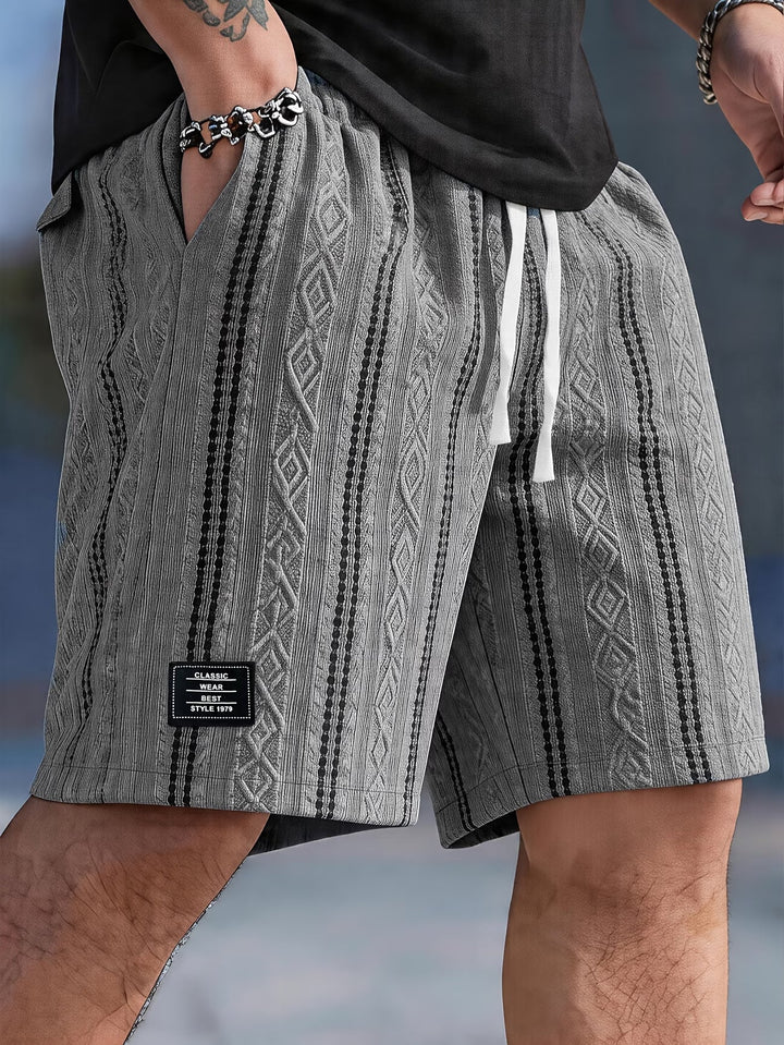 Rowan | Textured Geometric Drawstring Shorts