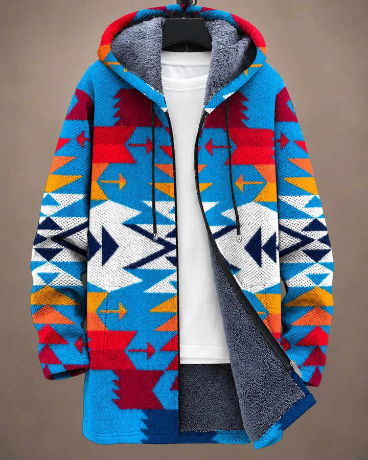 Rhett | Geometric Fleece-Lined Hooded Jacket