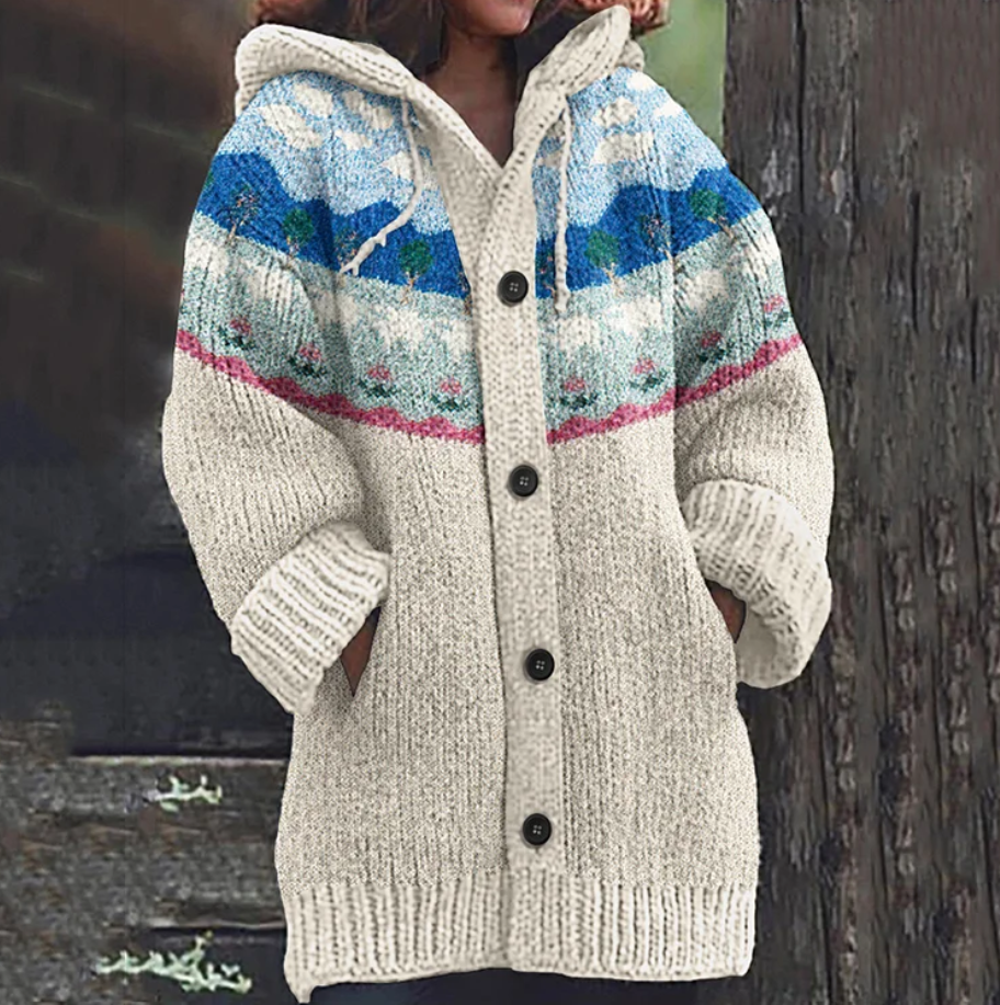 Vera | Hooded Nordic Knit Cardigan