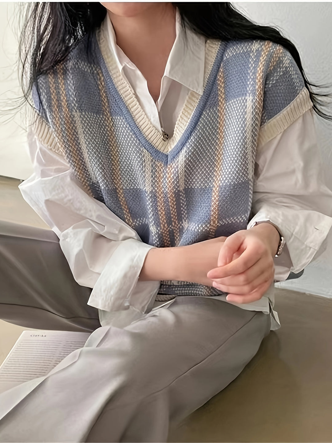 Rosalie | Argyle V-Neck Sweater Vest