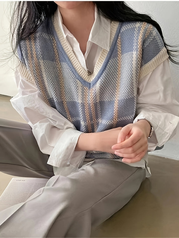 Rosalie | Argyle V-Neck Sweater Vest