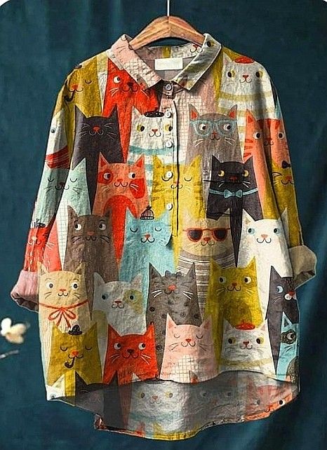 Bonnie | Playful Cat Print Blouse