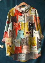 Bonnie | Playful Cat Print Blouse