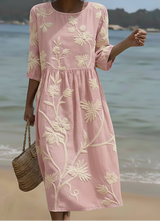 Coraline | Embroidered Floral Midi Dress