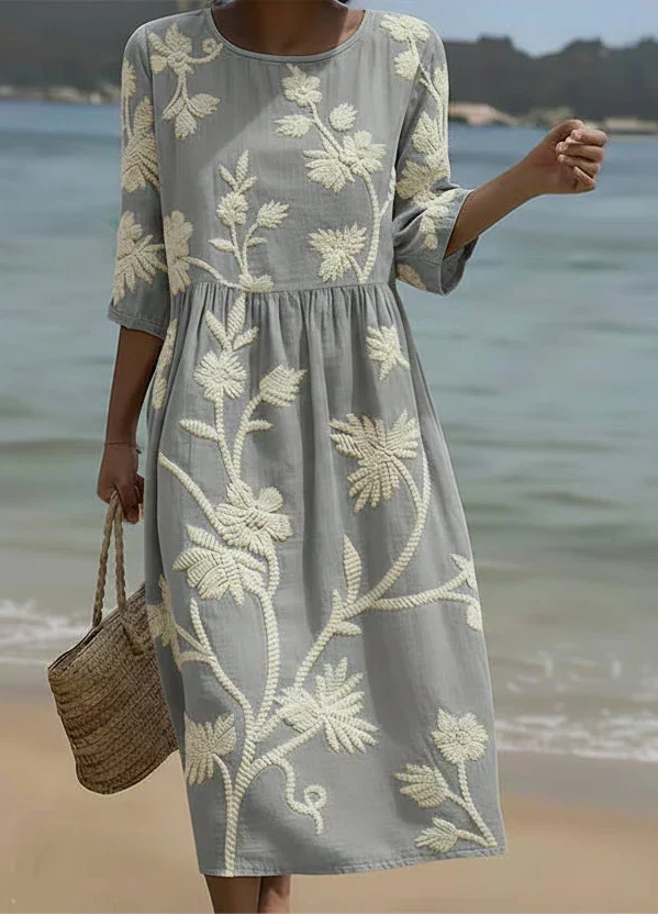 Celeste | Embroidered Floral Midi Dress