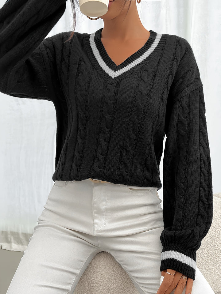 Laurel | Cable-Knit V-Neck Jumper