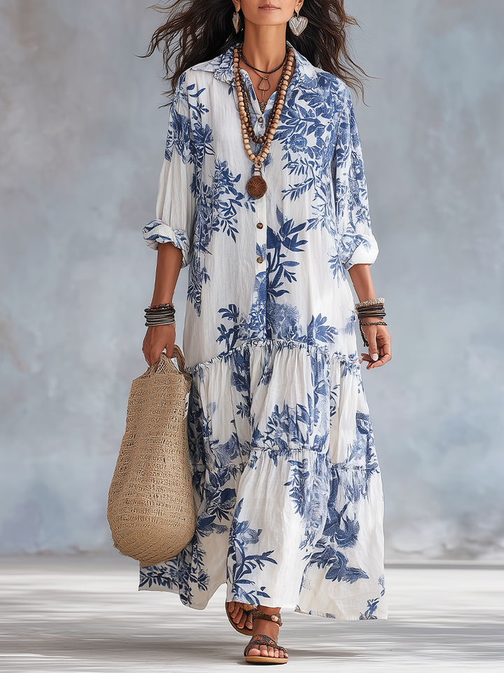 Deborah | Blossom-Print Tiered Maxi Dress