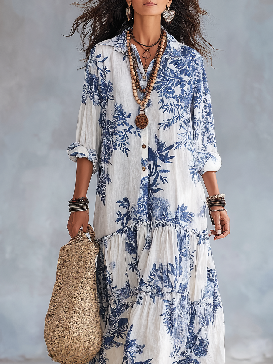 Deborah | Blossom-Print Tiered Maxi Dress