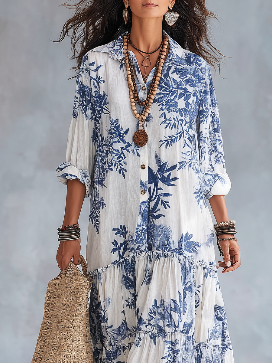 Deborah | Blossom-Print Tiered Maxi Dress