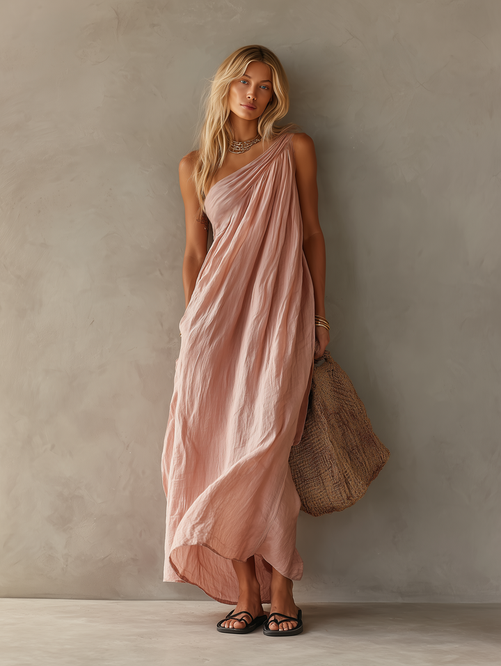 Aria | Draped One-Shoulder Maxi Dress