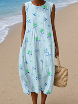Claudia | Floral Sleeveless Beach Midi Dress
