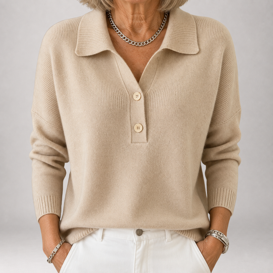 Yvonne | Relaxed Collared Knit Jumper