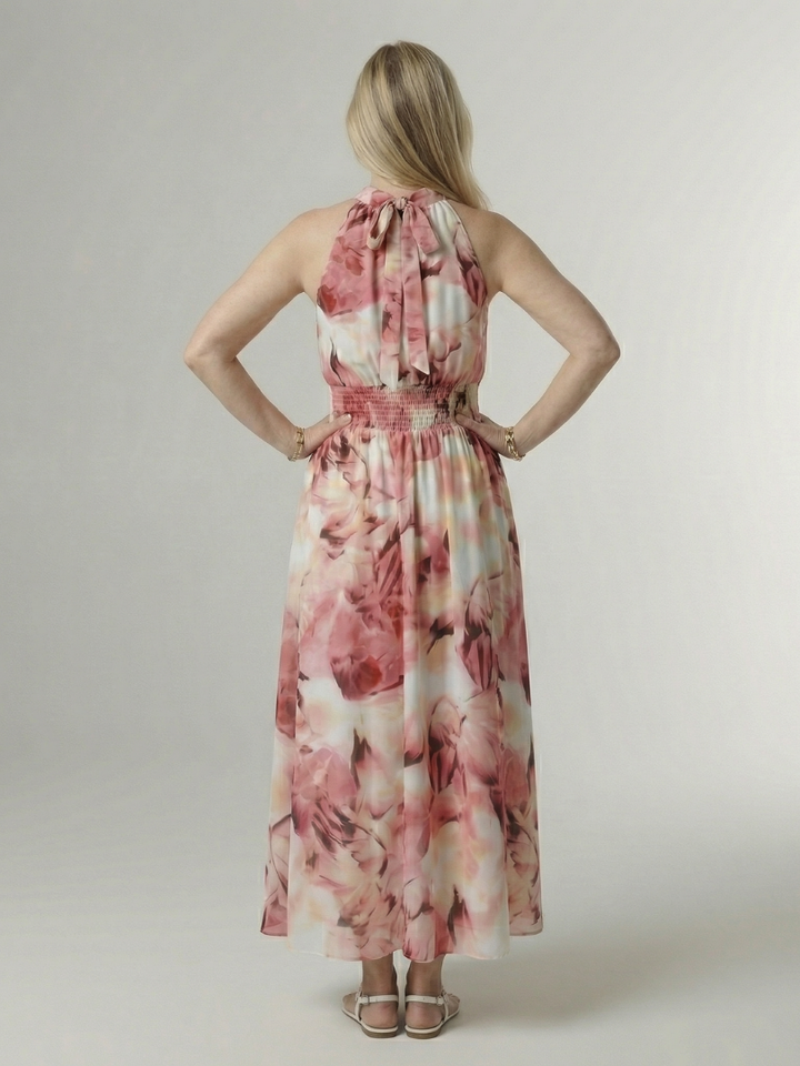 Faye | Gathered Halter Midi Dress