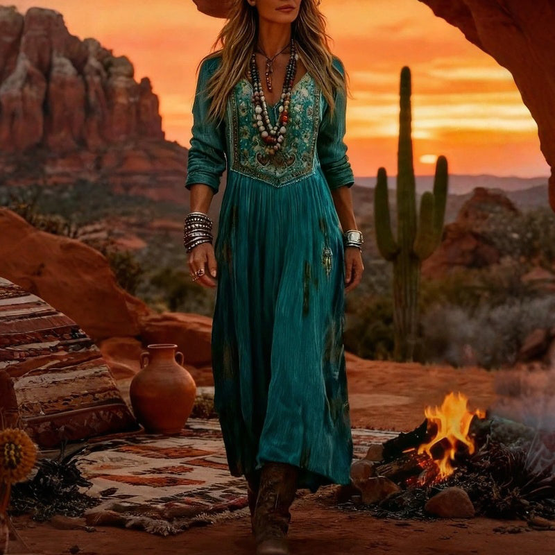 Fleur | Bohemian Embroidered Maxi Dress