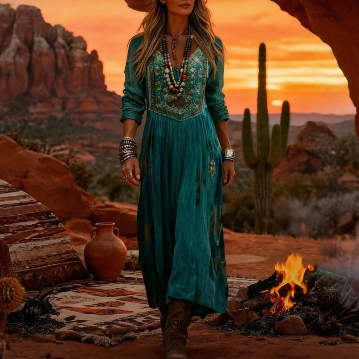 Fleur | Bohemian Embroidered Maxi Dress